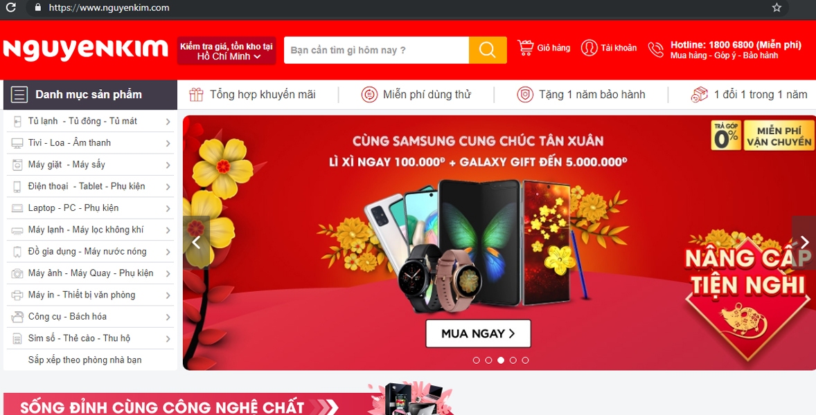 Website chính thức của Nguyễn Kim cung cấp sản phẩm chính hãng giá tốt đến người tiêu dùng