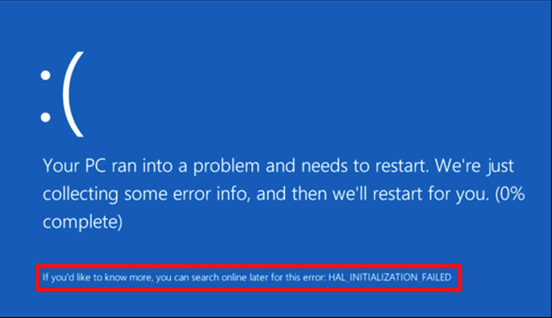 Nội dung khuyến cáo của Windows 8 và 10 khi màn hình BSOD xuất hiện