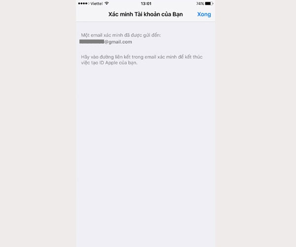Bạn mở email mình đã đăng ký lên để xác minh Apple ID của iPhone