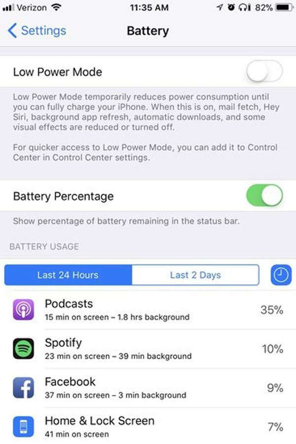 iOS 11 giúp xác định ứng dụng ngốn nhiều pin giúp bạn hạn chế được thời gian sử dụng cho lần sau