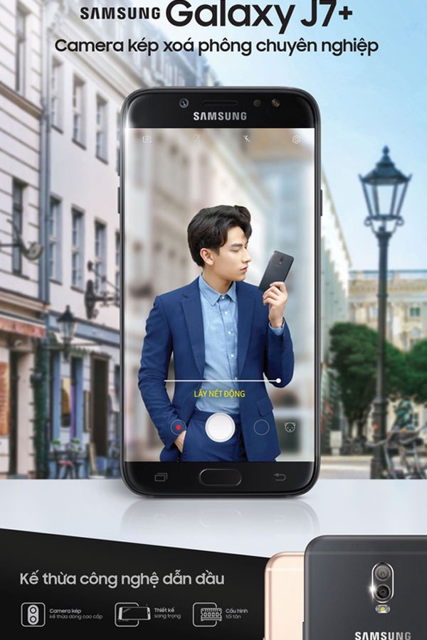 Galaxy J7 Plus: Galaxy J7 Plus sở hữu những tính năng nổi bật và cải tiến hơn so với phiên bản trước đó. Máy có camera kép chụp ảnh cực nét, hỗ trợ việc tách nền, chụp ảnh chân dung và zoom quang học 2x. Màn hình siêu rộng 5.5 inch với độ phân giải Full HD cho bạn trải nghiệm thị giác đầy tuyệt vời. Galaxy J7 Plus còn được tích hợp tính năng bảo mật cá nhân thông minh, giúp cho việc sử dụng máy của bạn an toàn và bảo mật hơn.