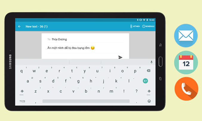 Máy tính bảng Samsung Galaxy Tab E hiển thị rõ ràng