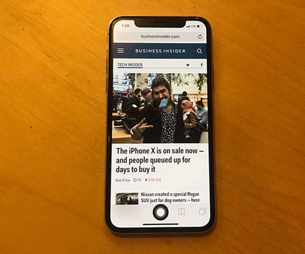 Nút Home ảo của iPhone X sẽ nằm ở vị trí tương tự nút Home cứng