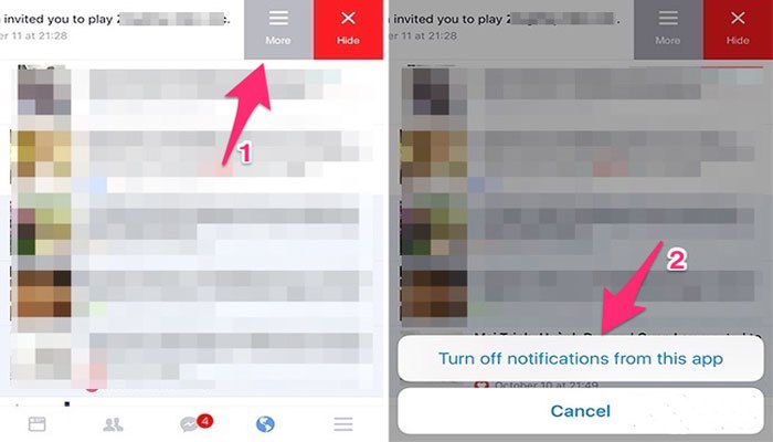 Chọn Turn off notifications from this app để chặn thông báo chơi game trên Facebook