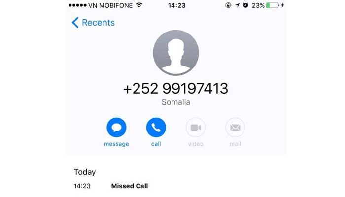 Những cuộc gọi quốc tế lừa đảo thường bắt đầu bằng đầu số +252