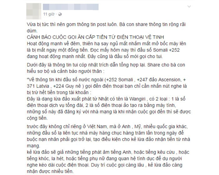Lời khuyến cáo cảnh giác về cuộc gọi quốc tế lừa đảo