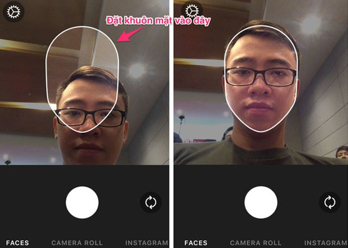 Đặt khuôn mặt khớp với khung hình của FaceApp để bắt đầu selfie