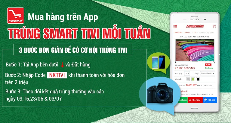 Mua hàng trên app - trúng smart Tivi mỗi tuần