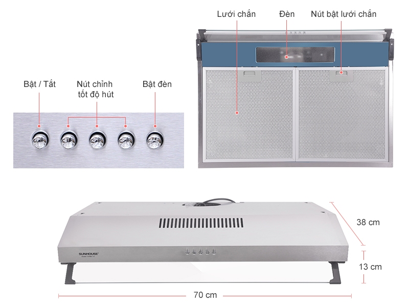 HÚT KHÓI SUNHOUSE SHB6118I INOX