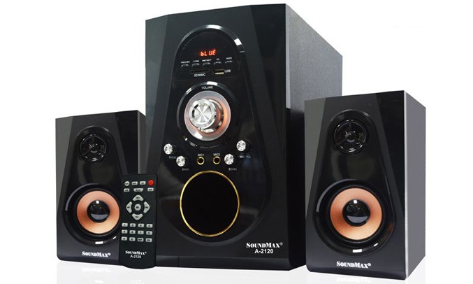 Loa vi tính Soundmax A2120 sử dụng hệ thống loa 2.1 công suất 60W