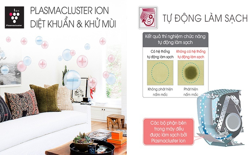 Công nghệ Plasmacluster ion độc quyền, giúp diệt khuẩn tối ưu
