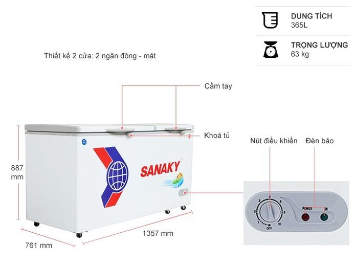 Tủ đông Sanaky 365 lít VH-5699W1