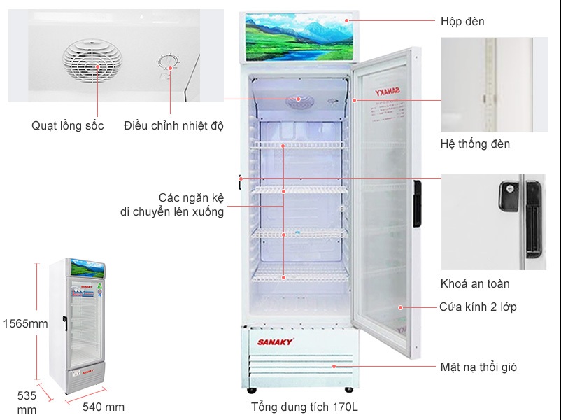 Tủ mát Sanaky 170 lít VH-218KL