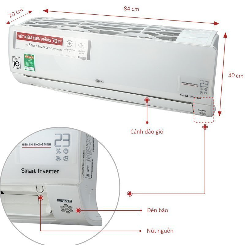MÁY LẠNH LG INVERTER 1 HP V10APD MÁY LẠNH LG INVERTER 1 HP V10APD
