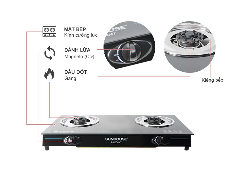 Bếp gas đôi Sunhouse SHB204MT