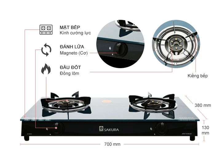 Bếp gas đôi Sakura SA-690NK