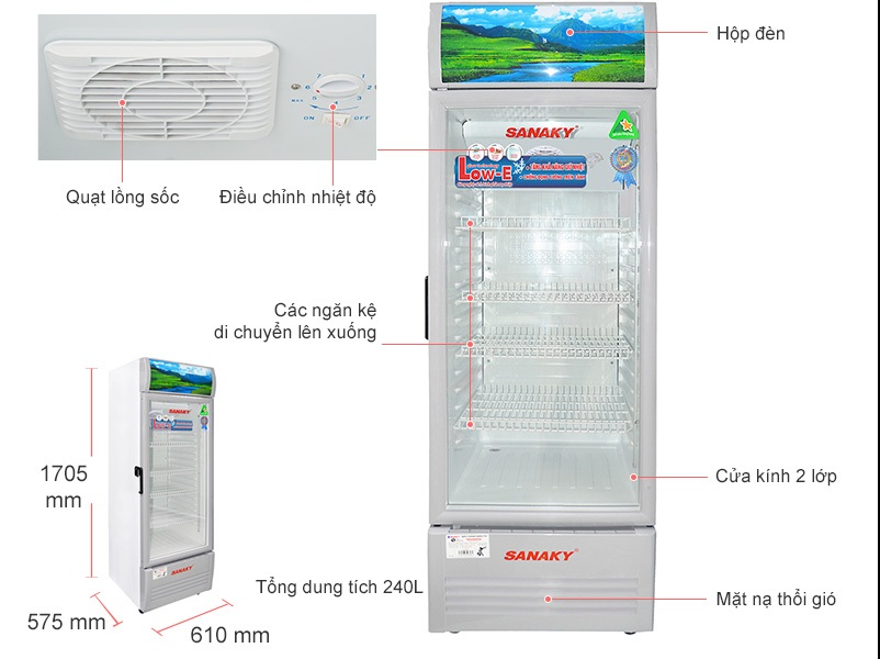 Tủ mát Sanaky 240 lít VH-308KL