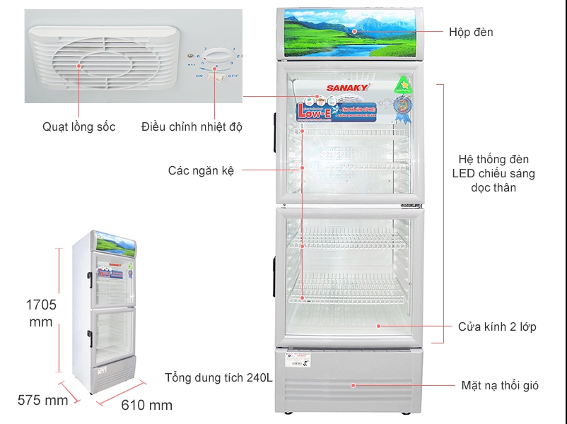 Tủ mát Sanaky 240 lít VH-308WL