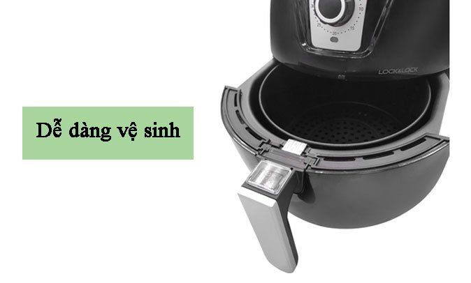 Nồi chiên không dầu Lock&Lock 3.2 lít EJF161BLK Dễ dàng vệ sinh nhờ chất liệu cao cấp