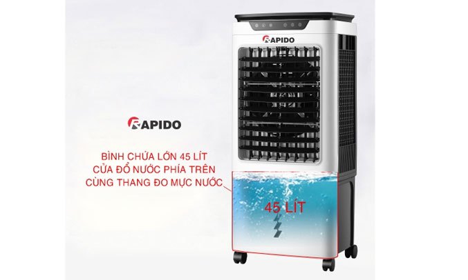 Quạt điều hòa Rapido Turbo 6000-D Tiếp nước một cách dễ dàng