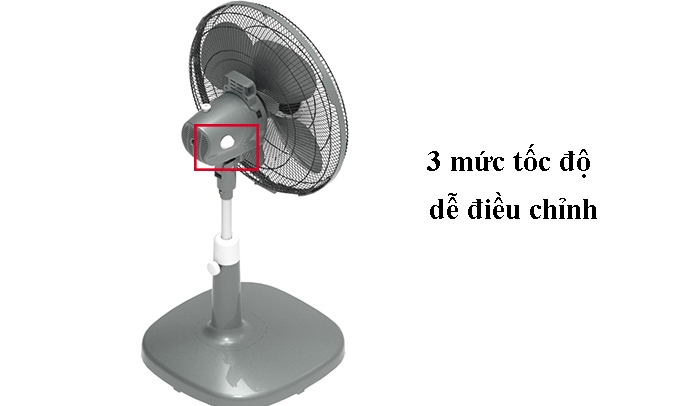 Quạt đứng Asia D16021 - Hàng chính hãng - Bảo hành 36 tháng - hàng cáo cấp (GIÁ giảm SỐC) - 499.000VNĐ 5 Quạt đứng Asia D16021 Xám có 3 mức tốc độ