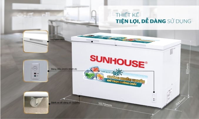 Tủ đông Sunhouse 490 lít SHR-F2572W2 Thiết kế đa năng