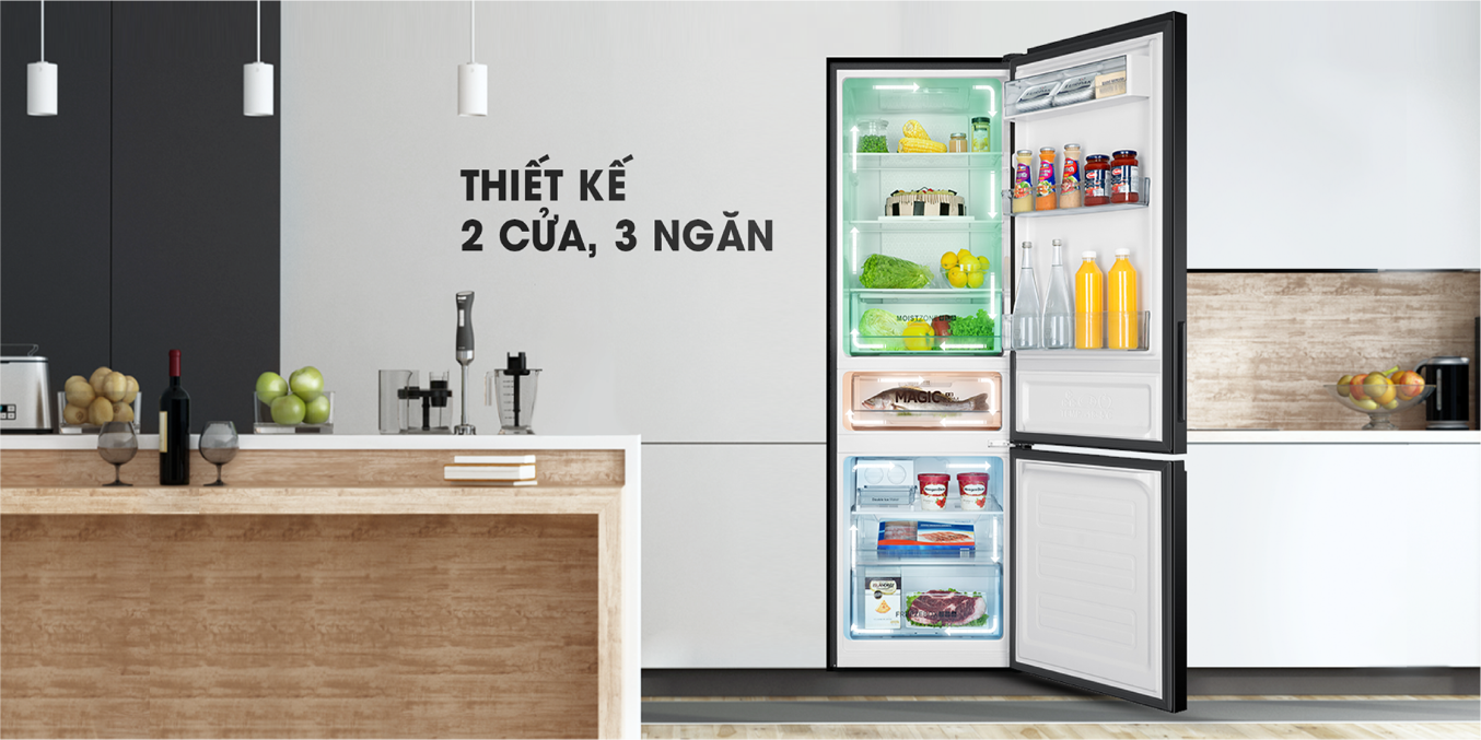 Tủ lạnh AQUA Inverter 350 Lít AQR-B379MA(WGB)