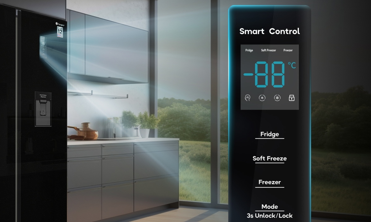 Màn hình LED điều khiển hiện đại, dễ thao tác Tủ lạnh Sharp Inverter 323 lít SJ-BF330V-DG được trang bị màn hình LED cảm ứng bên ngoài giúp quan sát và điều chỉnh cài đặt dễ dàng mà không cần mở cửa tủ. Ngoài ra, tính năng khóa bảng điều khiển giúp đảm bảo an toàn, đặc biệt với gia đình có trẻ nhỏ.