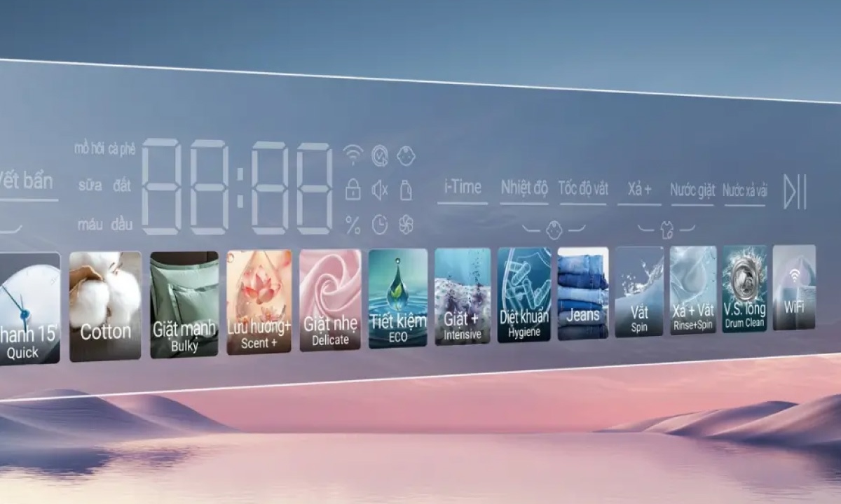 Bảng điều khiển cảm ứng Color AI Máy được trang bị bảng điều khiển cảm ứng Color AI, hiển thị rõ ràng và thao tác trực quan. Người dùng có thể dễ dàng lựa chọn chương trình giặt chỉ với vài chạm, ngay cả trong điều kiện thiếu sáng.