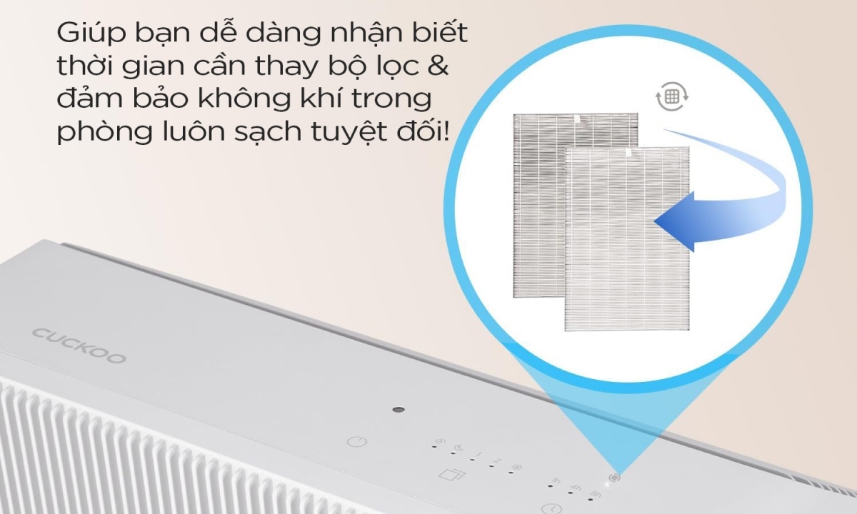 Đèn cảnh báo thay bộ lọc Tính năng này nhắc nhở khi màng lọc đã đến hạn sử dụng, giúp đảm bảo hiệu suất lọc luôn tối ưu và bảo vệ sức khỏe người dùng suốt quá trình sử dụng.