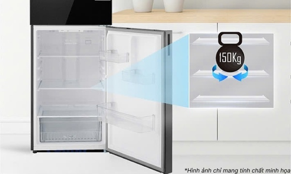 Khay kính cường lực chắc chắn, chịu lực tốt Các khay bên trong làm từ kính cường lực, chịu được tải trọng lớn và an toàn khi lưu trữ thực phẩm nặng. Việc vệ sinh và bố trí thực phẩm trở nên dễ dàng hơn, bảo toàn thẩm mỹ và độ bền lâu dài.