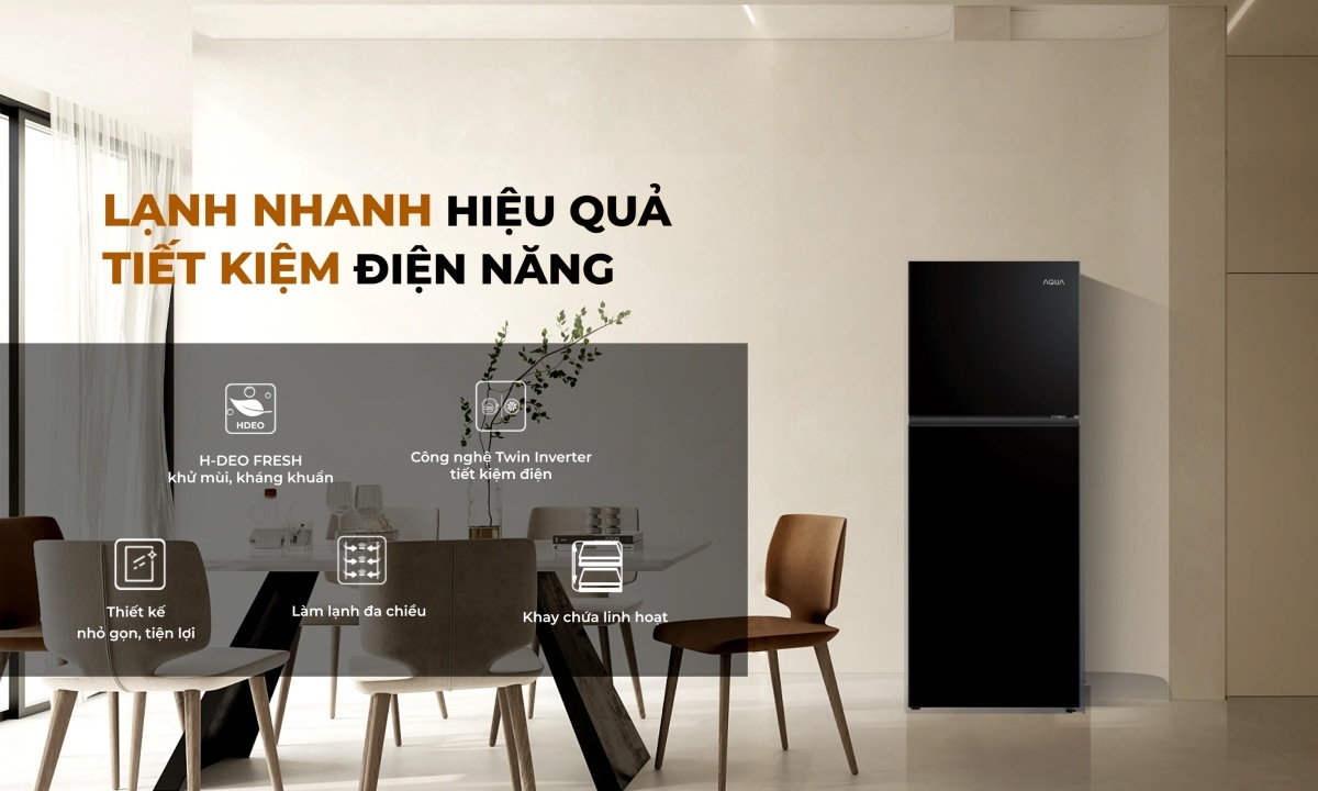 Tủ lạnh Aqua Inverter 189 lít AQR-T225FA(LB)