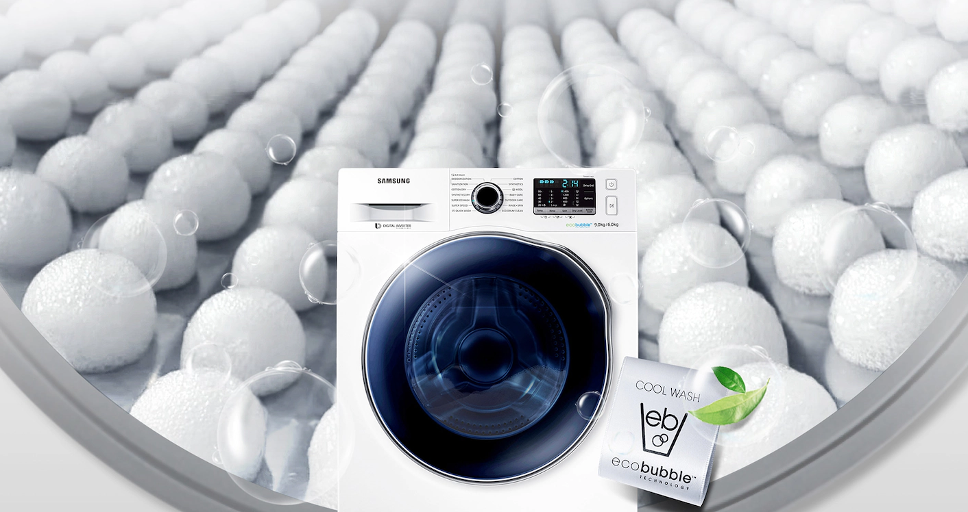 Máy giặt sấy Samsung 9.5 Kg WD95J5410AW Lồng giặt kim cương bảo vệ sợi vải
