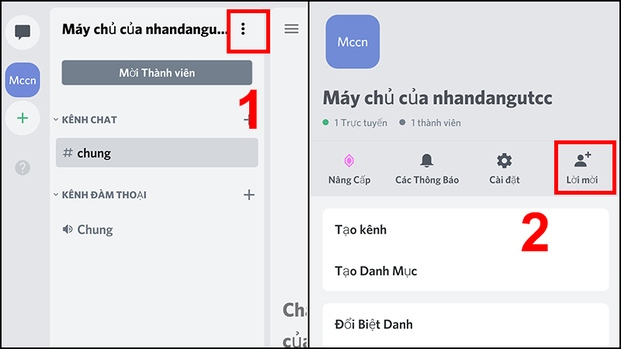 Nhấn chọn Lời mời