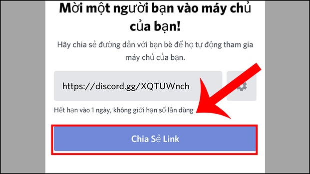 Nhấn vào ô Chia Sẻ Link
