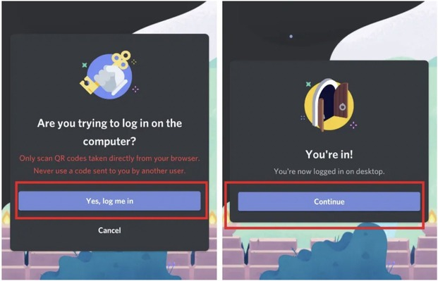 Nhấn vào Yes, log me in rồi chọn Continue
