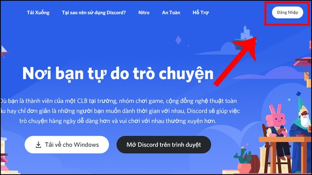 Truy cập vào trang web discord