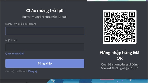 Điền thông tin đăng nhập hoặc quét Mã QR