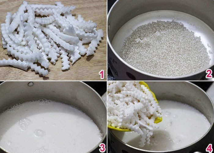 Bạn nấu bột báng đến khi thấy trong rồi tắt bếp