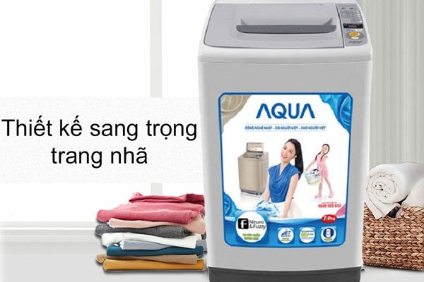 Thiết kế của máy giặt Aqua trang nhã góp phần làm đẹp thêm không gian nhà bạn