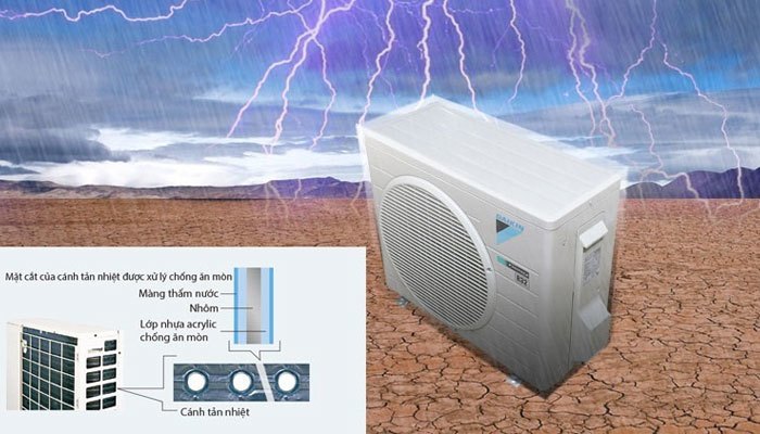 Dàn tản nhiệt chống ăn mòn thách thức thời tiết của máy lạnh Daikin