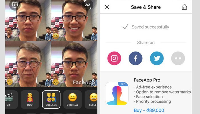 Ghép ảnh với tùy chọn Collage của ứng dụng FaceApp