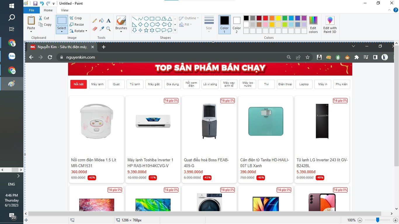 Dán vào Paint ảnh vừa chụp (Nguồn: Internet)