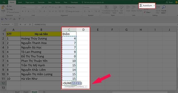 Cách Cộng Excel Hàng Dọc