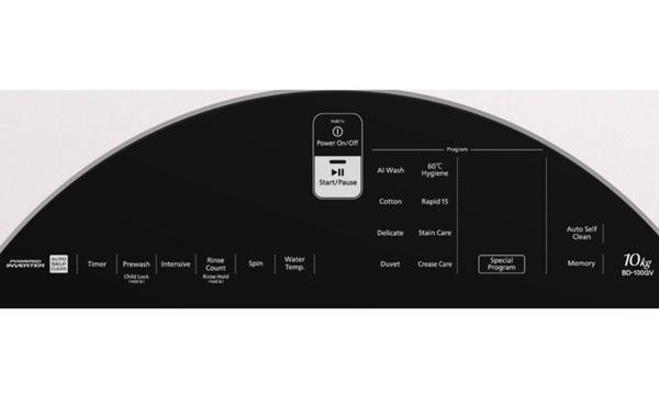 Máy giặt Hitachi Inverter 10 kg BD-100GV bảng điều khiển cảm ứng
