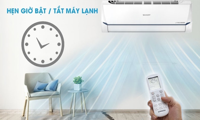 Máy lạnh Sharp Inverter 1.5 HP AH-X12XEW hẹn giờ bật, tắt máy 