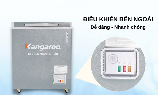 Tủ đông kháng khuẩn Kangaroo 90 lít KGFZ150NG1 bảng điều khiển bên ngoài