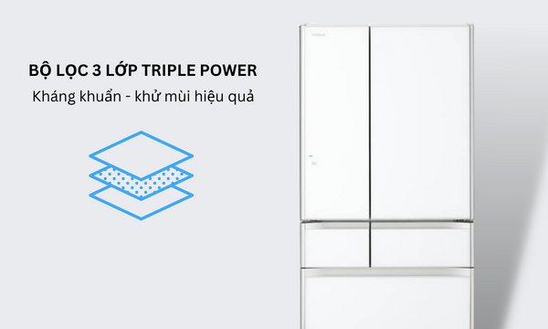 Tủ lạnh Hitachi Inverter 645 lít R-WB700VGV2 (GBK) kháng khuẩn, khử mùi