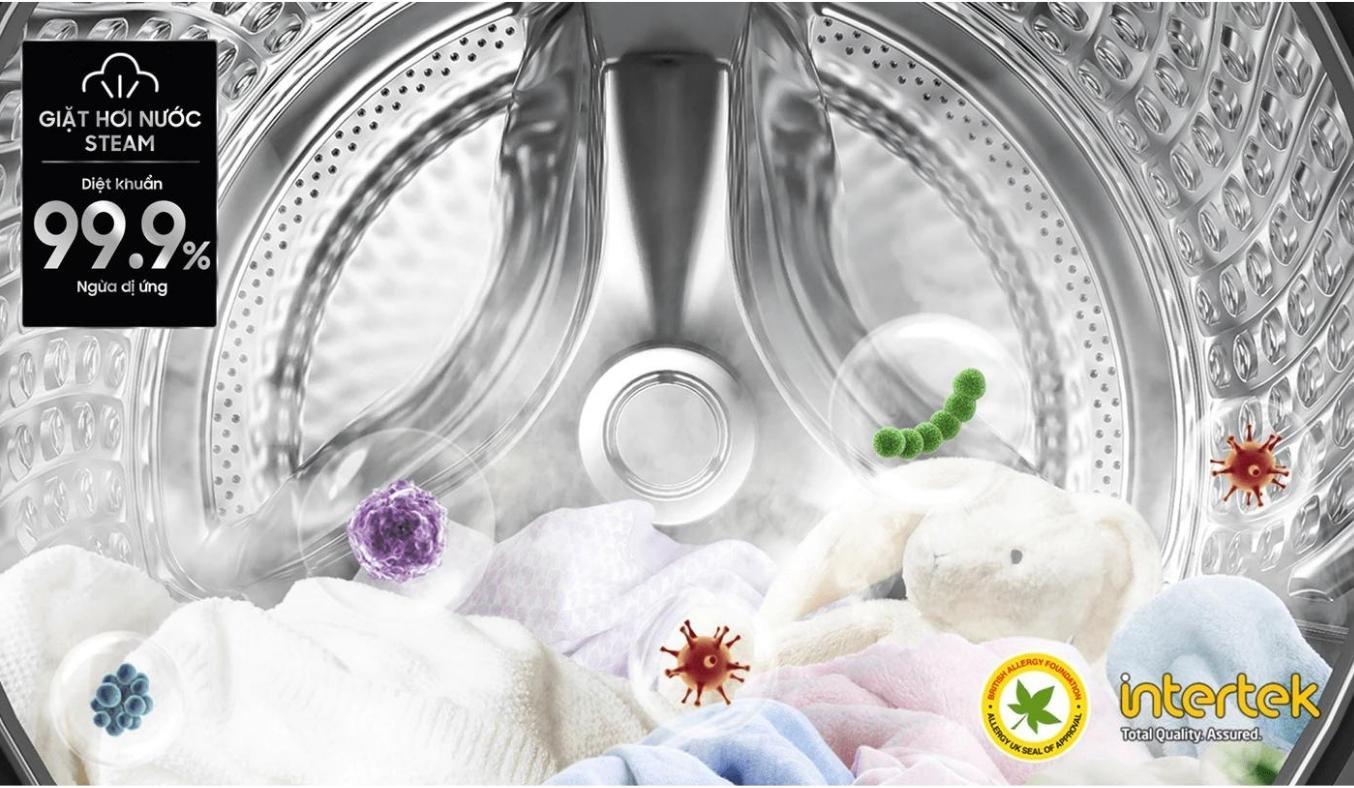 Máy giặt sấy Samsung 12 kg Inverter WD12TP34DSX công nghệ Hygiene Steam diệt khuẩn, ngừa dị ứng