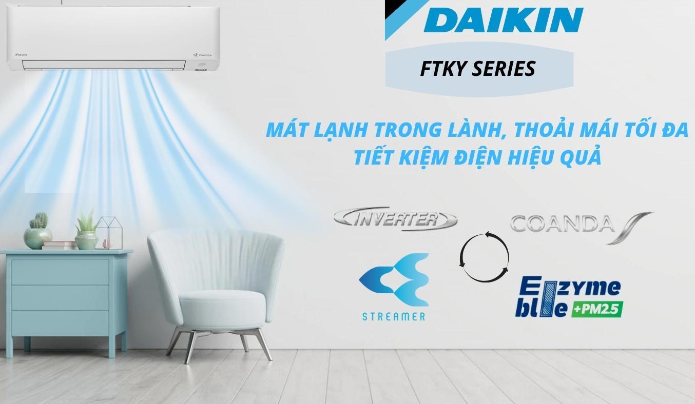 Máy lạnh Daikin Inverter 1 HP FTKY25WMVMV công nghệ lọc khí độc quyền Streamer